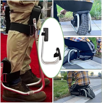 Knee Seat, Strap on Kneeling Device for Garden, Portable Stainless Steel Gardening Strap on Knee Seat, Knee Seat for Gardening Garden Farm Work Seniors Gardener (Black)