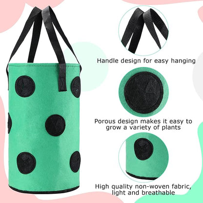 6 Pieces 3 Gallon Tomato and Herb Planter Hanging Aeration Fabric Strawberry Grow Bags Hanging Strawberry Planter Upside Down Tomato Plant Hanger Vegetable Planting Bags for House (Black, Green, Red)