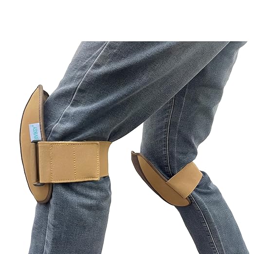 Work Knee Pads Made of Genuine leather and Durable Rubber Thick EVA Foam Cushion| Suitable for Mechanical Repairs and Yard Work |With Adjustable Straps Brown