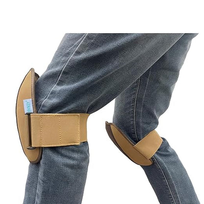 Work Knee Pads Made of Genuine leather and Durable Rubber Thick EVA Foam Cushion| Suitable for Mechanical Repairs and Yard Work |With Adjustable Straps Brown