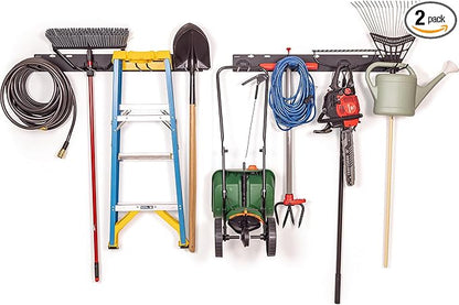 Stud-Mounted Commercial-Grade Steel Garden Tool Organizer for Garage Wall, 2-Pack – 1300 lb Rated