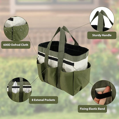 Garden Tool Holder Bag With 8 Pockets, Elastic Straps, And Sturdy Handles, Heavy-Duty Oxford Organizer Keeps Gardening Tools Neat And Accessible, Ideal for Men And Women (1 PC)