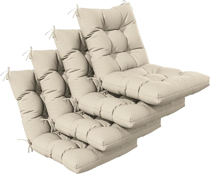 Patio Seat&Back Chair Cushions for Outdoor Furniture，Comfortable Cushions for Rocking/Dining/Lawn Chair-Set of 4