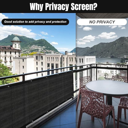SPORTYOUTH 3ft x 16ft Balcony Fence Privacy Screen Black, Apartments Railing Windscreen Heavy Duty Fencing Mesh Cover Shade Net UV Protection for Deck Patio Outdoor Backyard Pool Porch