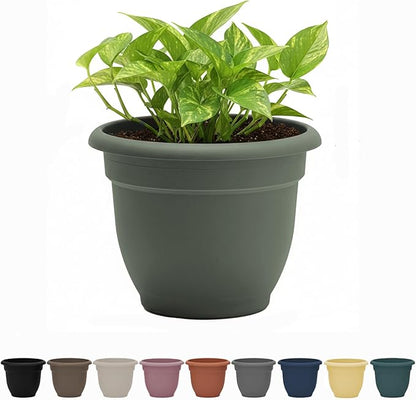 Bloem Ariana 20" Basil Round Self-Watering Resin Planter Pot - Rolled Rim Indoor and Outdoor Gardening Planter