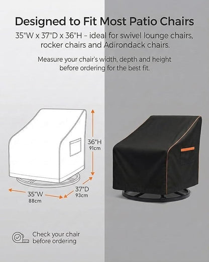 Outdoor Waterproof Patio Chair Covers, Heavy Duty oxford coating Weather Resistant Patio Furniture Covers 600D 35W x 37D x 36H inches 2-Pack, Black