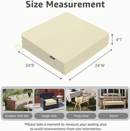 PatioGlow Outdoor Chair Cushions 24 x 24 x 4 Inch, Waterproof & Fade Resistant Patio Seat Cushion for Furniture with Handle and Ties, Thick Seating Pads for Outside Sofa Couch Set of 2, Yellow