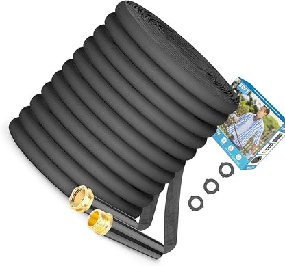 Garden Hose 50FT Non-Expanding, Lightweight Hose With 10-Function Nozzle, Leak-Proof, No-Knot, Easy to Carry, Wear-Resistant, Sturdy 3/4GHT Flexible Water Hose for Yard Garden (Light black)