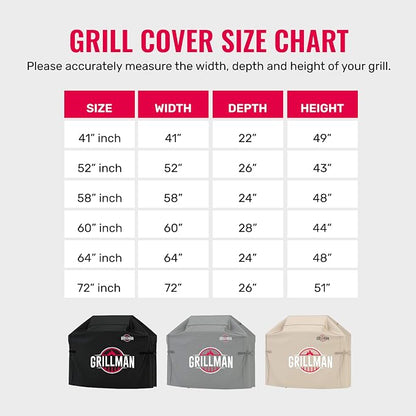 Grill Cover by Grillman, Green, 64 Inch, BBQ Outdoor Grill Covers, Charcoal & Gas Grills, Waterproof, Rip-Proof, Weather-Resistant, Anti-UV, Barbecue Cover for Weber, Genesis, Charbroil, Nexgrill, etc