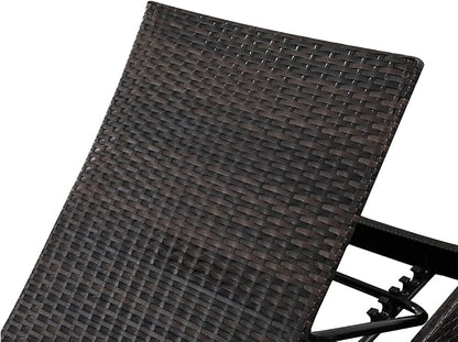 79'' Outdoor Wicker Reclining Lounge Chair Long Reclining Chaise Lounge Set Patio Rattan Double Chaise Lounge Lawn Sunbathing Chairs Beach Pool Backrest Recliners Set of 4