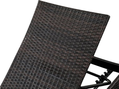 79'' Long Reclining Chaise Lounge Set (Set of 3), Outdoor Wicker Reclining Lounge Chair Patio Rattan Double Chaise Lounge Lawn Sunbathing Chairs Beach Pool Backrest Recliners (Set of 3)