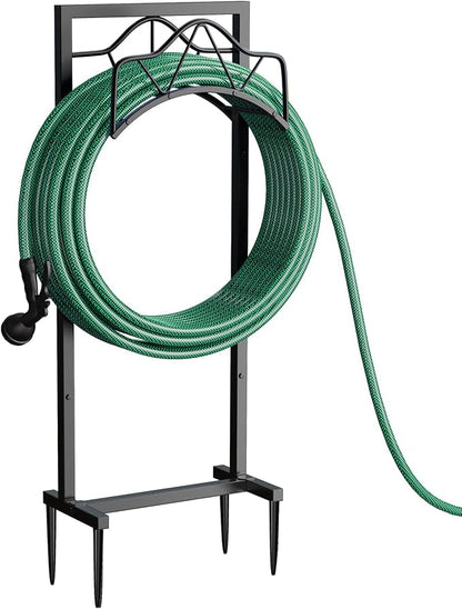 Freestanding Garden Hose Holder - Heavy Duty Metal Water Hose Holder for Outside, Detachable Hose Rack & Storage Hanger, 160FT Capacity for Lawn & Yard, Black
