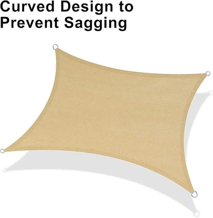 LOVE STORY 16' x 16' Square Sand Sun Shade Sail Canopy Canvas UV Block for Outdoor Patio Garden Backyard