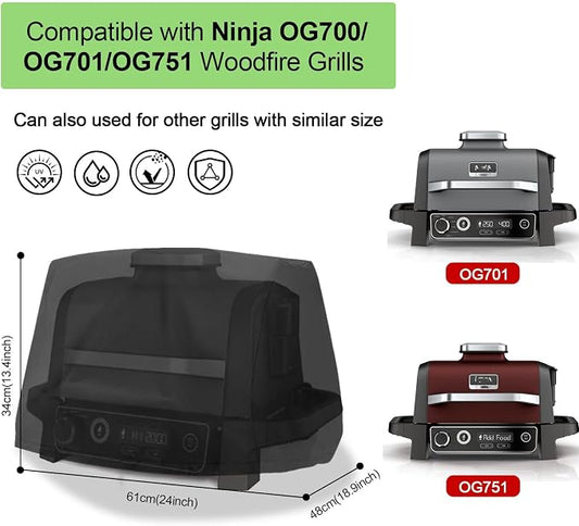 Cover for Ninja Woodfire Grill, Waterproof Outdoor Cover for Ninja Woodfire Smoker OG700 Series, 420D Oxford Sturdy Weather Resistant Grill Accessories XSKCOVER