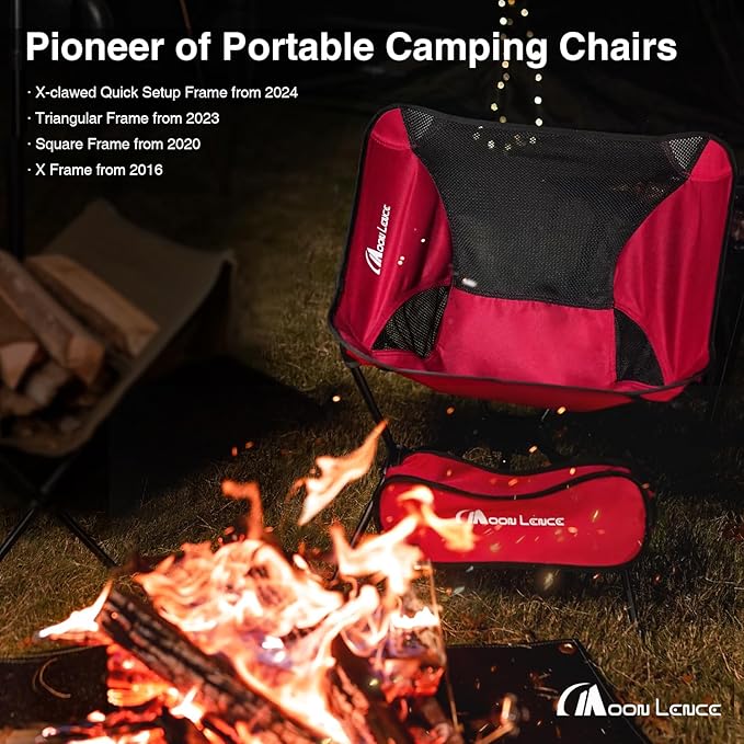 MOON LENCE Portable Camping Chair，Lightweight Backpacking Hiking Chairs,Compact,Foldable,with Anti-Sinking Large Feet for Beach,330 lbs Capacity (Khaki, Standard)