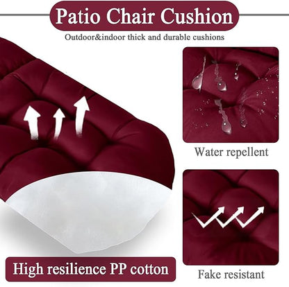 Adirondack Chair Cushion, Waterproof Outdoor High Back Seat Cushions for Patio Rocking Chairs, Thick Tufted Replacement Pads for Porch Lawn Indoor Dining Desk Wicker Furniture, Burgundy