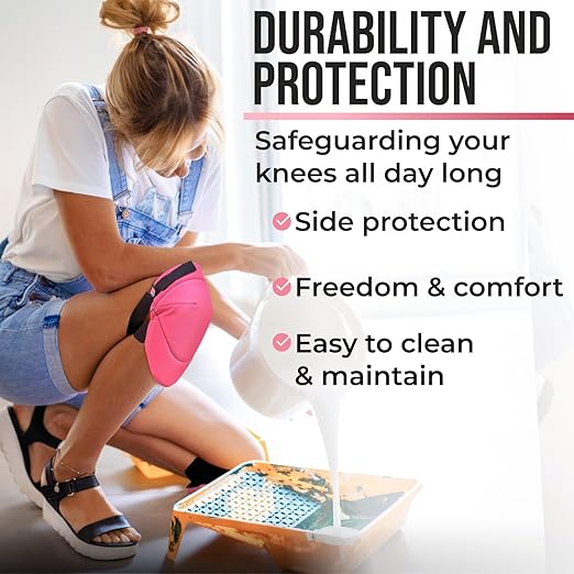 Foam Knee Pads for Women with Adjustable Multi-Sized Fastening, Pink, 1 Pair - All Day Comfort, Made in USA - Guards for Gardening, Flooring, or Construction