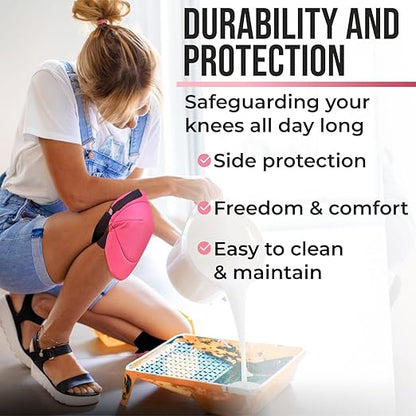 Foam Knee Pads for Women with Adjustable Multi-Sized Fastening, Pink, 1 Pair - All Day Comfort, Made in USA - Guards for Gardening, Flooring, or Construction