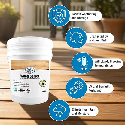 Rain Guard Wood Sealer 5 Gallon | Ready to Use | Protects Wood from Water Damage, Rotting, and Stains | Water Based Silane/Siloxane | Eco-Friendly | VOC-Free | Natural Finish