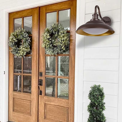 LED Outdoor Barn Lights, 12'' Farmhouse Exterior Wall Light Fixtures Wall Mount, Bronze Porch Lights Outside with Adjustable Color Temperature, Outdoor & Indoor, Oil Rubbed Bronze, 2 Pack