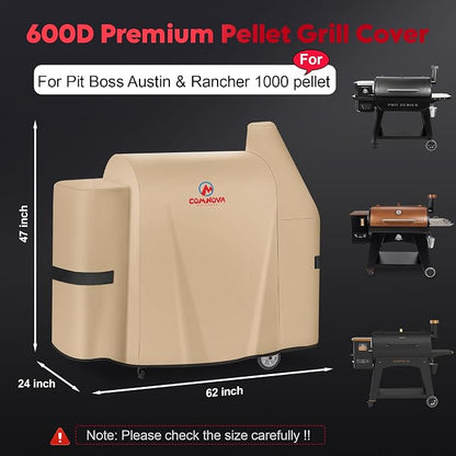 Comnova Grill Cover for Pit Boss Austin XL - 600D Wood Pellet Smoker Cover for Pitboss 1000 Series, Premium Pellet Cover for Pit Boss Austin XL 1000, Rancher XL 1000, 1150, 1100 Pro, and Z Grill 1000