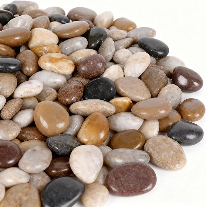 Onlyfire 10lb Polished Pebbles, 1" Natural Decorative Mixed Color River Rocks Aquarium Gravel Stones for Landscaping, Indoor Plants, Vase, Succulent, Fish Tank