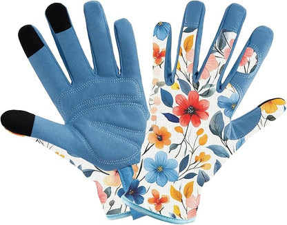Gardening Gloves for Women, Printed Touchscreen Garden Gloves with Grip, Thorn-Proof Puncture-Resistant Work Gloves