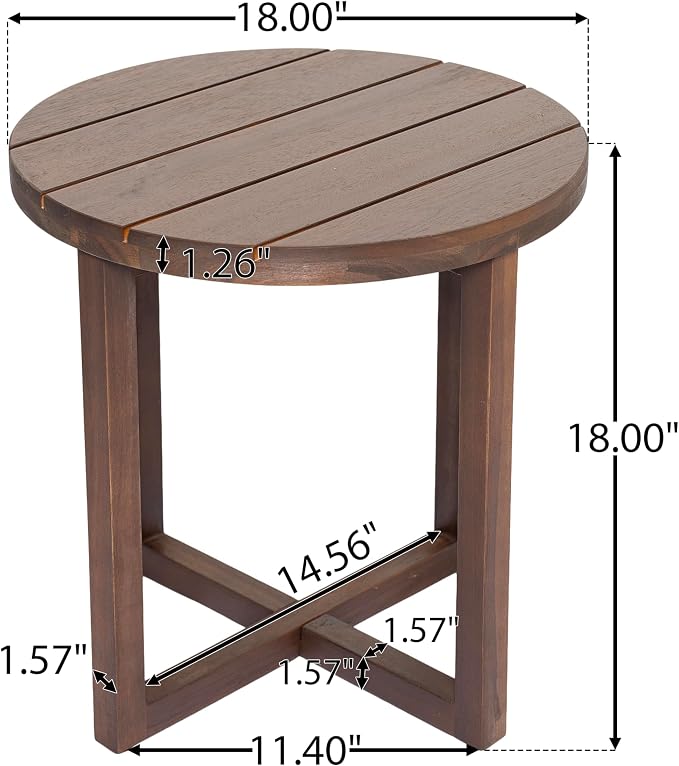 Christopher Knight Home Jara Outdoor Round Side Table, Slat Panel Small Coffee Table, Acacia Wood Side Desk for Backyard Balcony Garden, Weather Resistant Patio End Table, Dark Oak