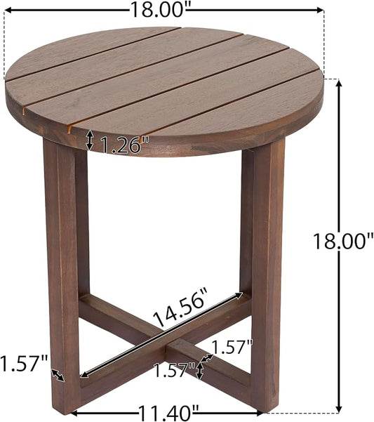 Christopher Knight Home Jara Outdoor Round Side Table, Slat Panel Small Coffee Table, Acacia Wood Side Desk for Backyard Balcony Garden, Weather Resistant Patio End Table, Dark Oak