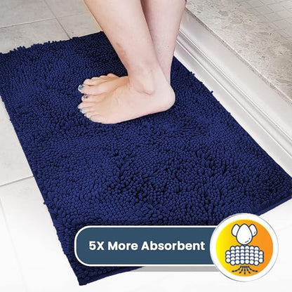 Muddy Mat® | Super Water Absorbent Door Mat Indoor, Microfiber Quick Dry Chenille Entryway Rug, Slip Resistant Front Door Mat, Indoor Mats for Entryway, Machine Washable Pet Rug, Navy Blue 36" x 46"