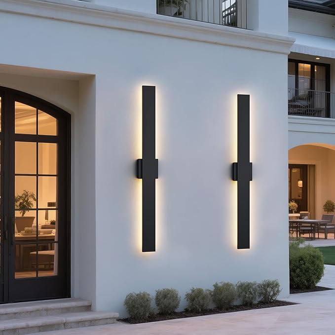 2 Pack LED Modern Outdoor Wall Lights Dimmable 3-Color Temperature 31.5in Exterior Lighting Fixtures IP65 Waterproof Outside Lights for House Hallway Garage Patio