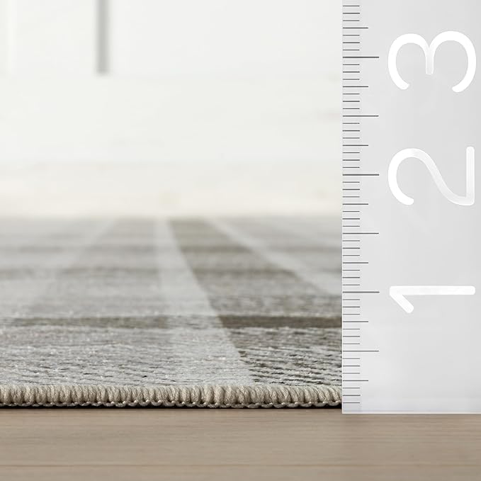 Dash & Albert Andri Plaid Black Machine Washable Rug, 4 X 6 Feet, Black/White Plaid Pattern