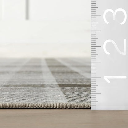 Dash & Albert Andri Plaid Black Machine Washable Rug, 4 X 6 Feet, Black/White Plaid Pattern