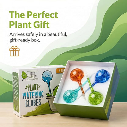 Little Green Leaf Automatic Plant Watering Globes Self Watering Planter Inserts (Set of 4) | Hands Free Multicolor Glass Bulbs | Planter Spikes to Support Indoor & Outdoor Plant Health (100ml)