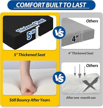 AAAAAcessories Outdoor Seat Cushions for Chairs, Fade-Resistant, Waterproof Patio Furniture Replacement Cushions, 23" x 23" x 5" + 23" x 13.5", Charcoal Black