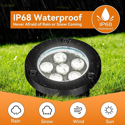 6W LED Landscape Lights, 110V 120V Well Lights IP68 Waterproof 5500k Cool White Outdoor In-Ground Lights for Yard, Garden Patio, Pathway,8 Pack