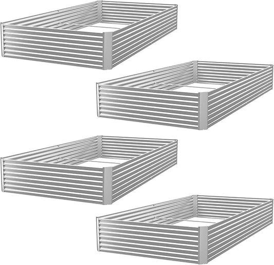 4pcs Galvanized Raised Garden Bed Outdoor,Above Ground Garden Bed for Vegetable,Metal Raised Beds for Flower,Steel Raised Beds for Gardening - 4x2ft
