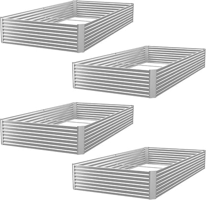 4pcs 6x3ft Galvanized Raised Garden Bed Outdoor,Above Ground Garden Bed for Vegetable,Metal Raised Beds for Flower,Steel Raised Beds for Gardening