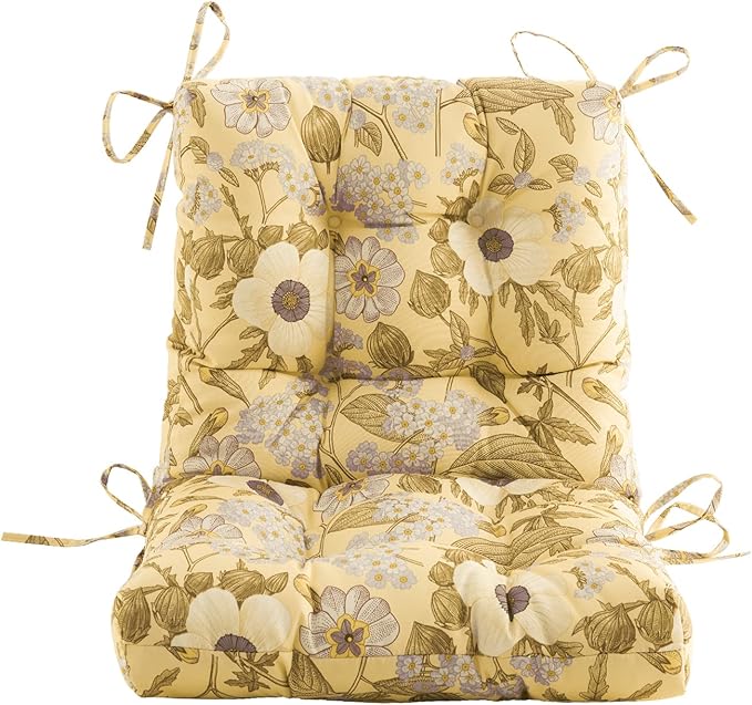 ARTPLAN Seat/Back Outdoor Chair Cushion,Set of 4 Patio Chair Cushion with Tie,Tufted Replacement for Patio Furniture,40x20x4 Inches,4 Count,Floral