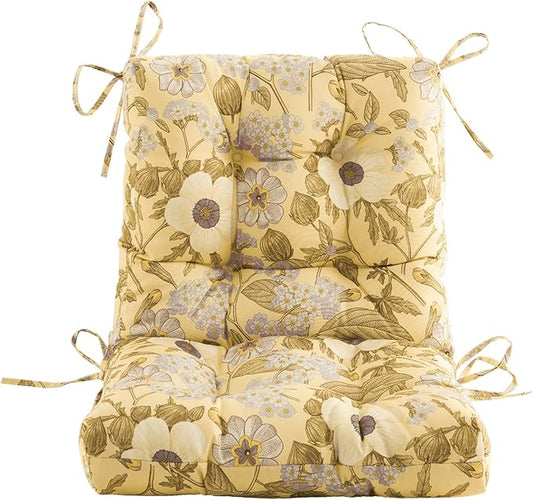 ARTPLAN Seat/Back Outdoor Chair Cushion,Set of 4 Patio Chair Cushion with Tie,Tufted Replacement for Patio Furniture,40x20x4 Inches,4 Count,Floral
