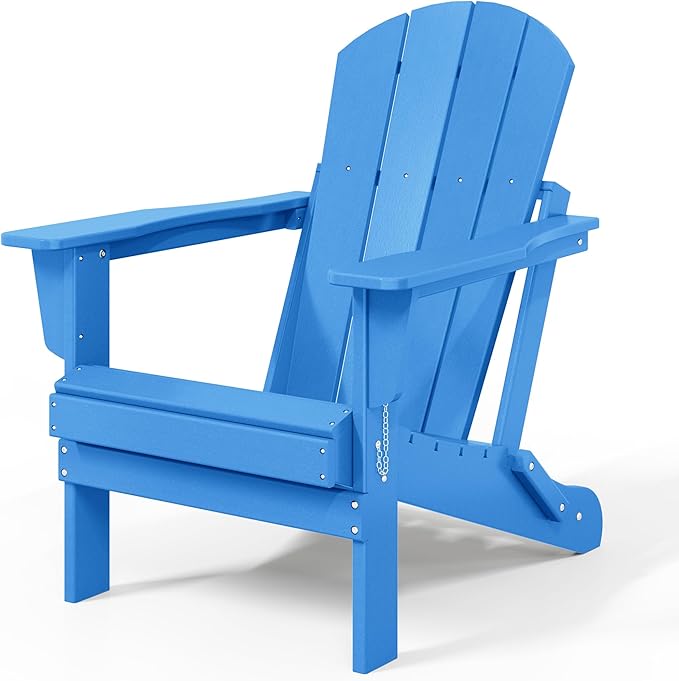WestinTrends Malibu 2 Piece Set Outdoor Folding Poly Adirondack Chair, Pacific Blue