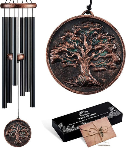 Wind Chimes for Outside, Vintage Tree of Life Deep Tone Wind Chime Outdoor Clearance, Memorial/Festivals/Birthday Gift for Mom Dad Women Grandma, Garden Porch Patio Decor (34" Tree of Life)