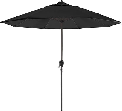 California Umbrella 9' Round Aluminum Outdoor Deck, Pool or Patio Umbrella, Crank Lift, Auto Tilt, Bronze Pole, Black Olefin