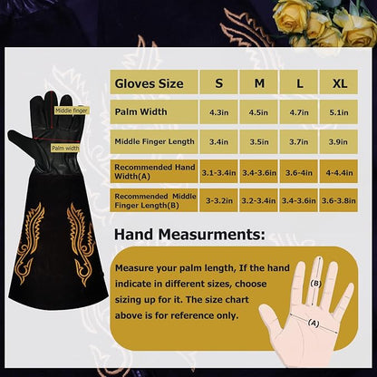 Long Leather Thorn Proof Gardening Gloves for Women/Men, Great for Rose Pruning, Cactus Handling, Weeding, Heavy Duty Gauntlet, Garden Gifts for Gardener (Western Style, Small)