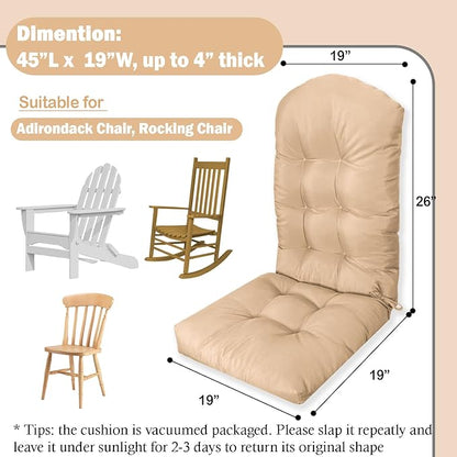 Adirondack Chair Cushion, Thick Indoor/Outdoor Rocking Chair Cushion with High Elasticity PP Cotton, Fade-Resistant, 44'x19'x4