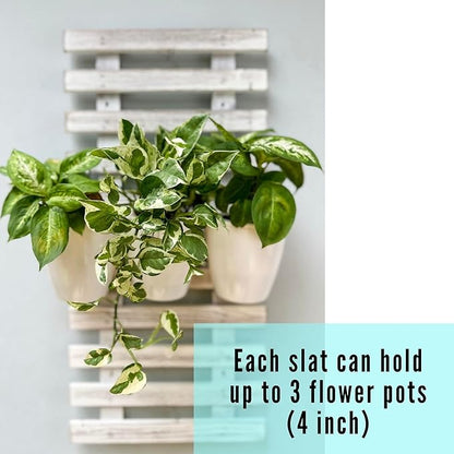 ShopLaLa Wooden Wall Hanging Planter - 2 Pack Wall Plants Holder for Flower Pot Indoor Outdoor Large Rustic White Wood Vertical Herb Garden System Boho Countryside Theme Decor 47.2" (120cm)