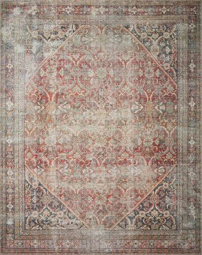 Loloi Amber Lewis Georgie Collection GER-01 Red/Navy 2'-6" x 9'-6", .19" Pile Height, Runner Rug