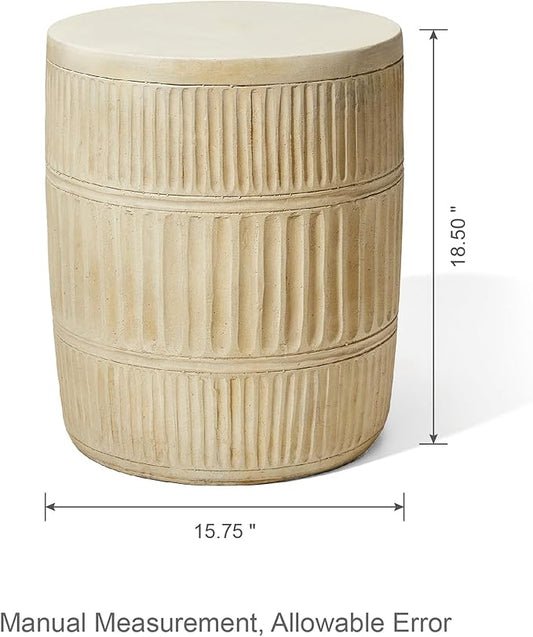 Giltzhome Decorative Garden Stool, 18.5" H Antique End Side Table Planter Stand for Garden Patio Lawn Home Indoor Outdoor, Cream White