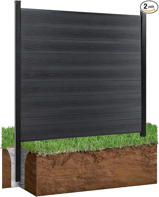 72" W x 72" H Outdoor Privacy Fence with Sturdy Alloy Post, Tall Wind Resistant Fence Covering Privacy for Yard Backyard Garden and Swimming Pool(Black,1 Post)