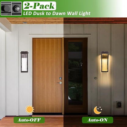 16" Oil Rubbed Bronze Dusk to Dawn LED Outdoor Wall Light, Large Brown Exterior Lighting Fixture, Modern Outside Wall Mounted Porch Sconce, Waterproof Patio Lantern Lamp with Sensor, 1 Pack